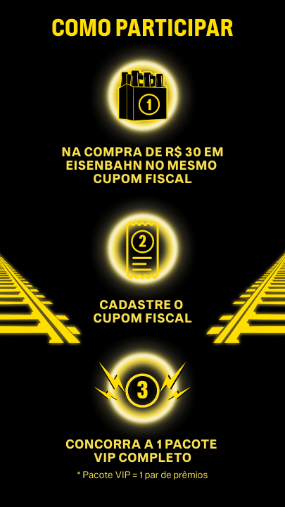 Na compra de R$ 30,00 em Eisenhan no mesmo cupom, cadastre e cupom, concorra a 1 pacote vip completo