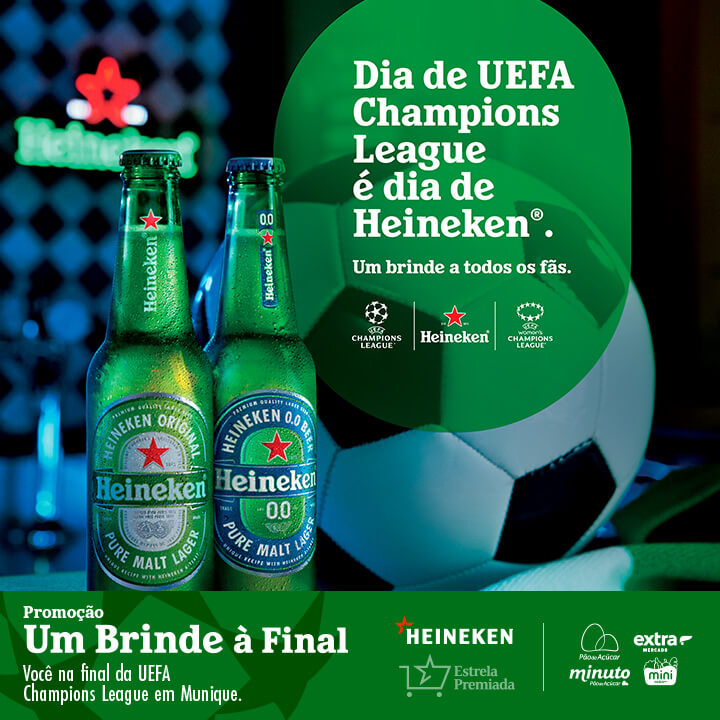 Dia de UEFA Champions League é dia de Heineken. Um brinde a todos os fãs